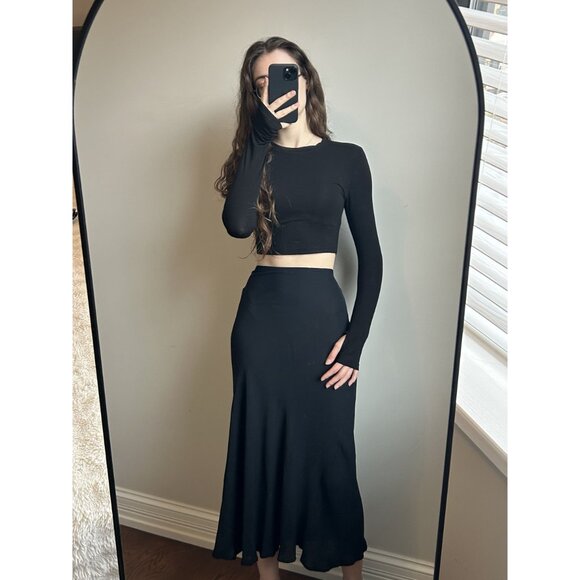 111 State 100% Silk Midi Skirt – Luxe Fluid Drape Quiet Luxury Old Money - Picture 9 of 9